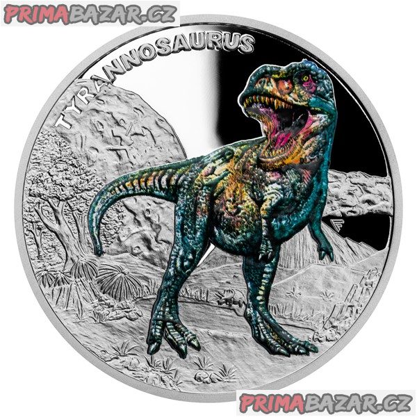 stribrna-mince-praveky-svet-tyrannosaurus-proof