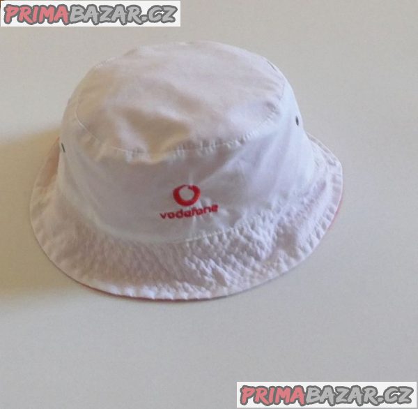 Plážový látkový klobouk ze 100% bavlny bílo-červe