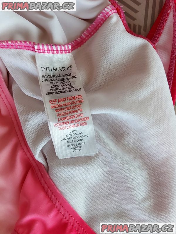 Krásné jednodílné plavky Primark, výborný stav, 10 - 11 let