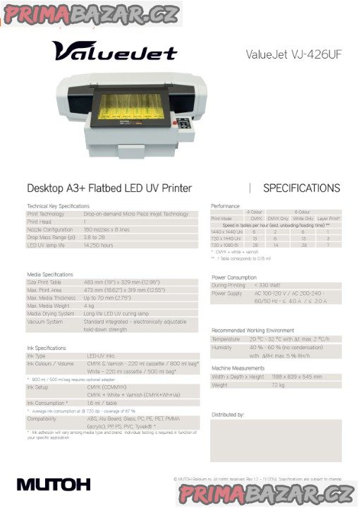 UV tiskárna Mutoh ValueJet VJ-426UF