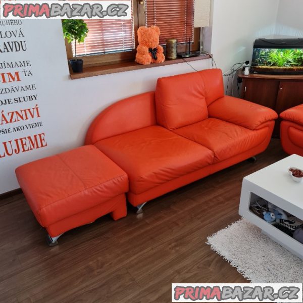 MaxDivani Oranžová italská kožená sedací souprava sedačka