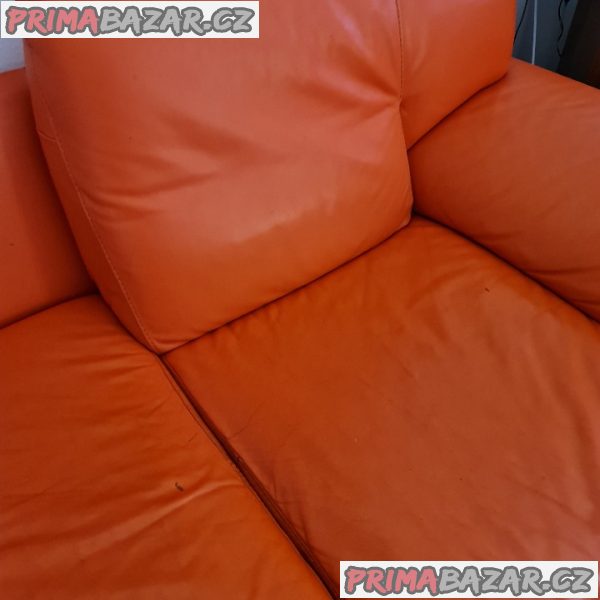 MaxDivani Oranžová italská kožená sedací souprava sedačka
