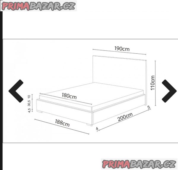Čalouněná postel 180x200 s čelem