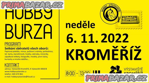 HOBBY setkání sběratelů všech oborů, Výstaviště Kroměříž, neděle 6.11.2022