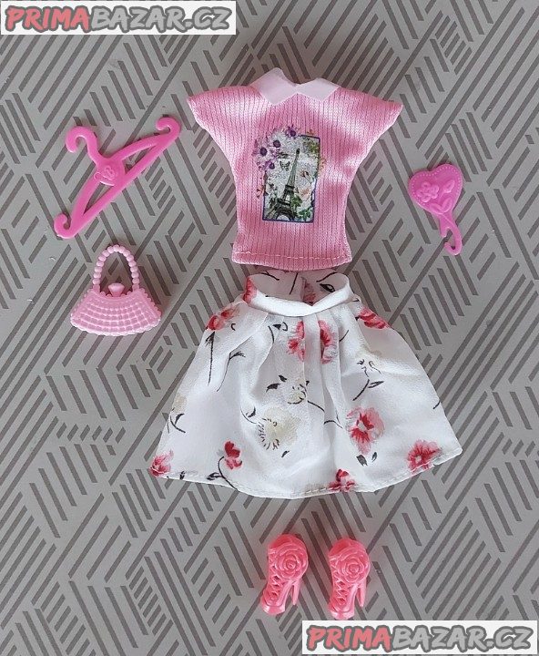 NOVÉ! Set pro Barbie, tričko+sukně+boty+doplňky