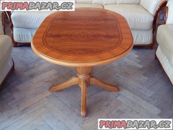 Konferenční stolek dřevěný oválný na 1 noze
