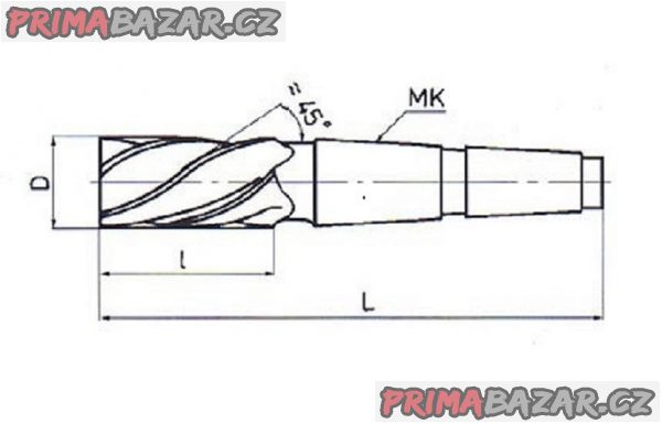 Fréza válcová 32x56 pravá s kužel. stopkou Mk 5,  ČSN 222114