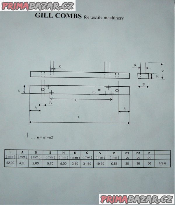 GILL HŘEBEN 52x19,3x5,70 nejen pro POSUKOVACÍ STROJE (mosaz)