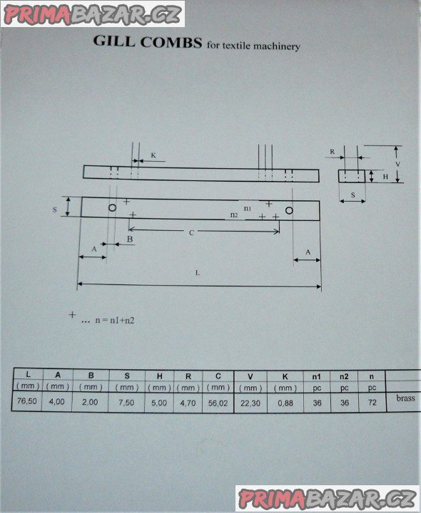 GILL HŘEBEN 76,5x22,3x7,5 nejen pro POSUKOVACÍ STROJE(mosaz)