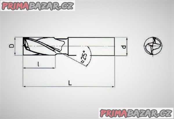 FRÉZA 16x50 mm, válcová čelní pravořezná s válcovou stopkou