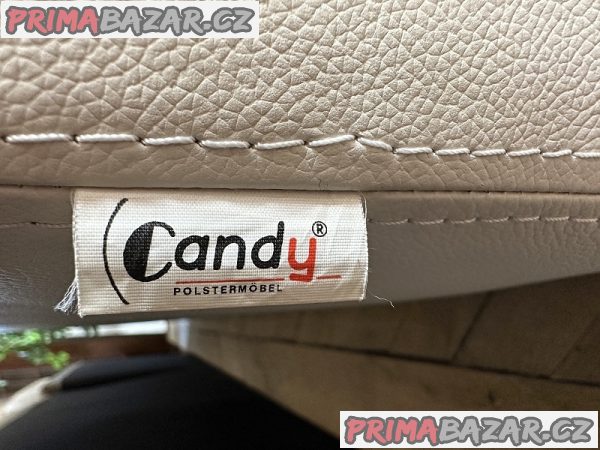 318 Kožená rohová sedací souprava sedačka CANDY bílá