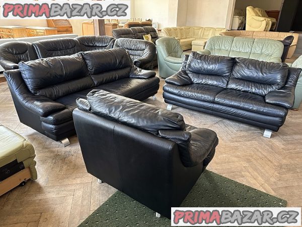 140 Kožená sedací souprava sedačka 1+2+2,5 černá 140 Kožená sedací souprava sedačka 1+2+2,5 černá
