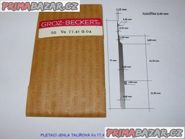 Pletací jehla  Vo 77.41 G04 - talířová (GROZ-BECKERT) -100 ks