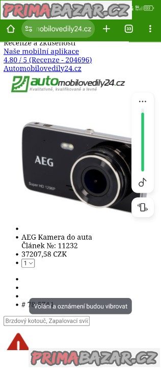 Palubní kamera s nočním viděním a asistentem