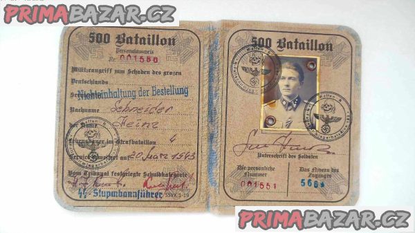 Průkaz německého vojáka 500 Bataillon