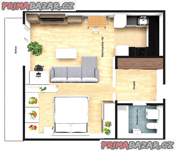 Pronajmu novostavbu 1+kk Brno, Hor. Heršpice, 43 m2 ( rezidence Svratka)