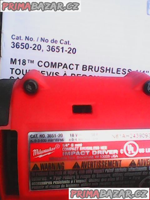 Milwaukee M18 BLIDR-0 Rázový utahovák 1/4 hex 190Nm