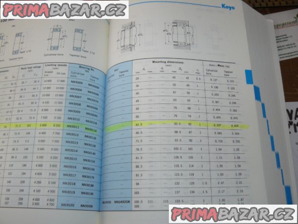 Ložisko NN 3011 K/C185 KOYO Japan (NOVÉ) válečkové dvouřadé