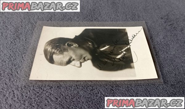 Vlasta Burian autogram, fotoateliér Balzar, krásný stav