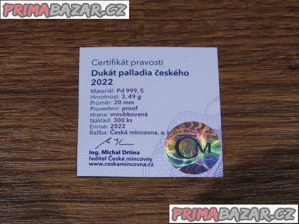 Dukát českého palladia ČM 2022