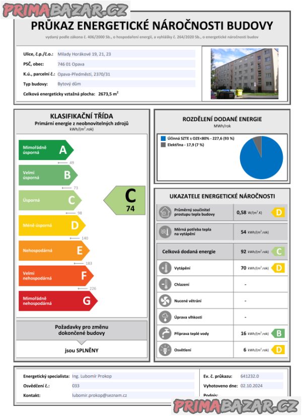 Prodej bytu 2+1 Opava, M. Horákové