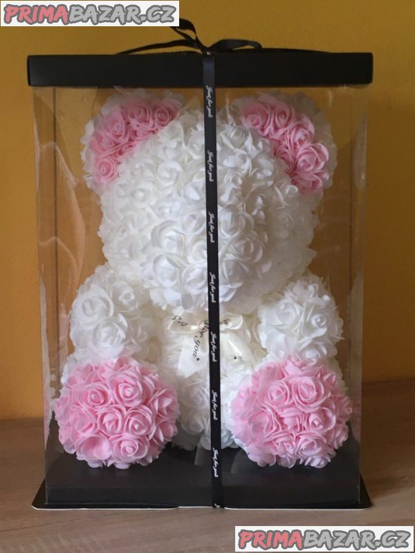 Medvídek / medvěd z růží s mašlí 35cm