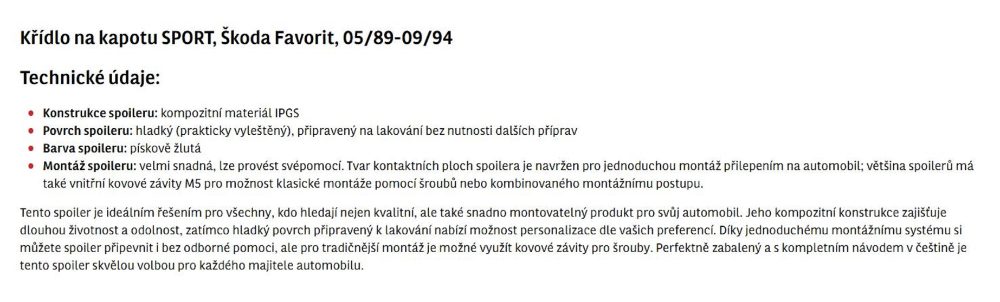 Zadní spojler FAVORIT - FORMAN