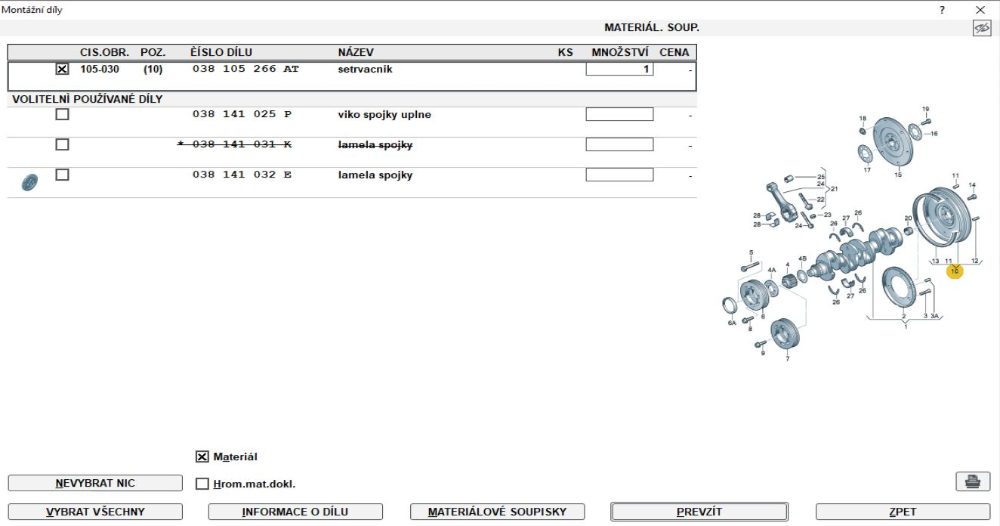 Zánovní spojka OCTAVIA TDI - LUK