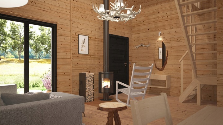 Dřevěný celoroční / rekreační domek 5 m x 7 m (35 m2) Dřevěný celoroční / rekreační domek 5 m x 7 m (35 m2)