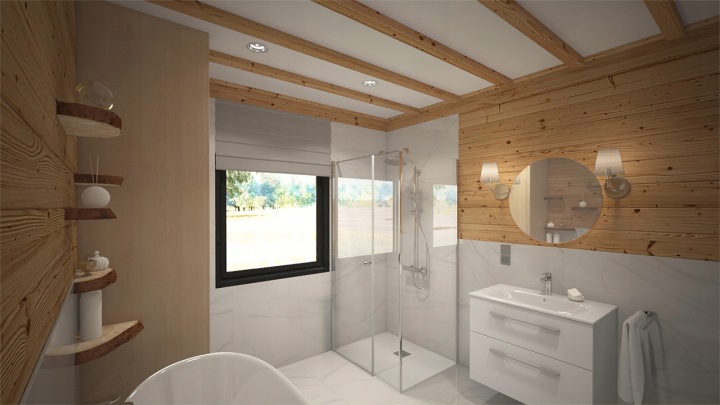 Dřevěný celoroční / rekreační domek 5 m x 7 m (35 m2) Dřevěný celoroční / rekreační domek 5 m x 7 m (35 m2)